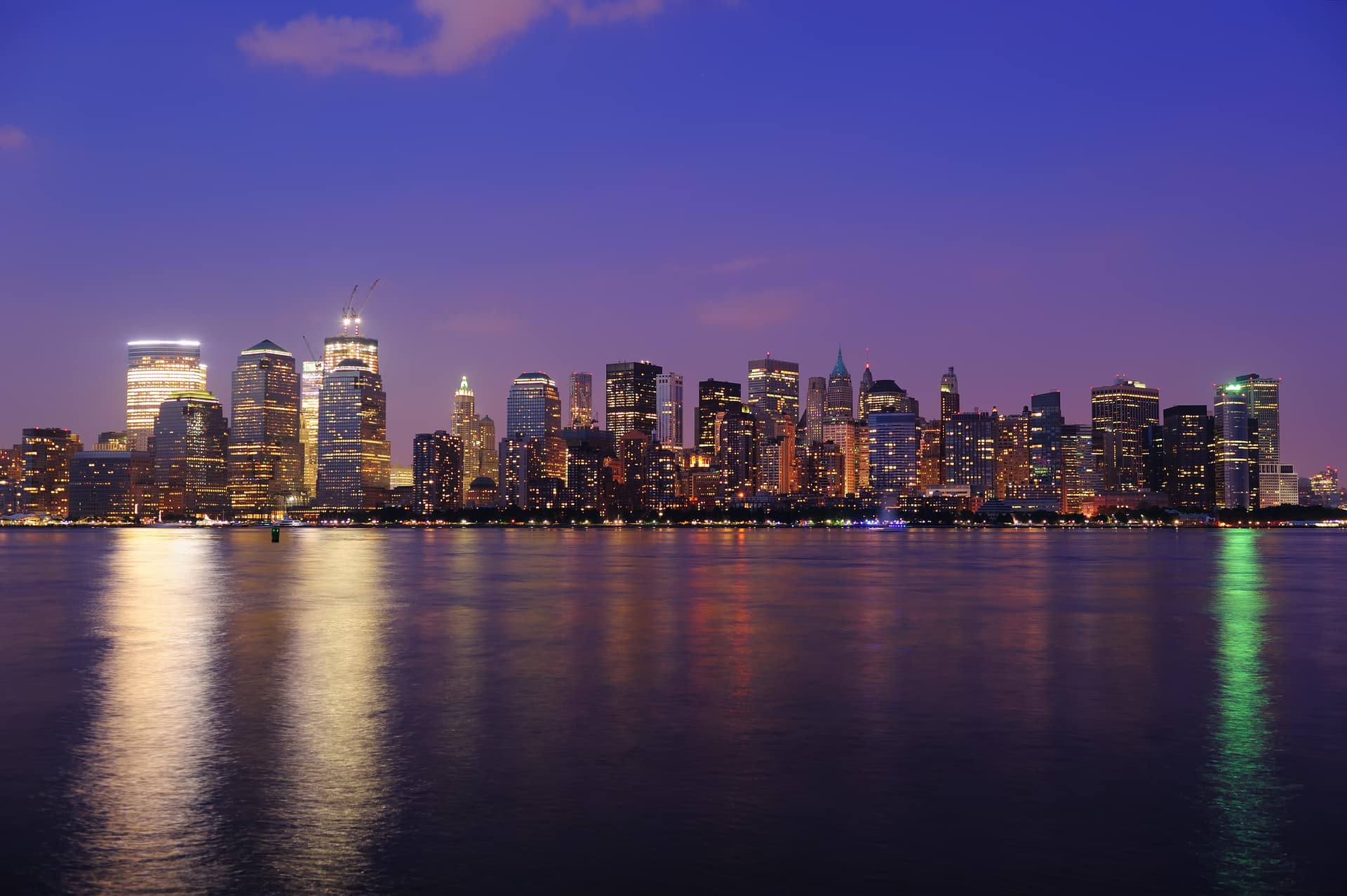Manhattan skyline at dusk